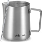 Milk Frothing Pitcher, 16oz Stainless Steel Milk Frother Cup Steaming Pitcher, Cappuccino Espresso Accessories Coffee Bar Barista Tools, Metal Steamer Cup Milk Jug with Latte Art Pen