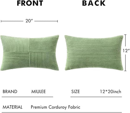 MIULEE Sage Green Decorative Lumbar Throw Pillow Covers 12x20 Inch 2 Pack | - Image 6