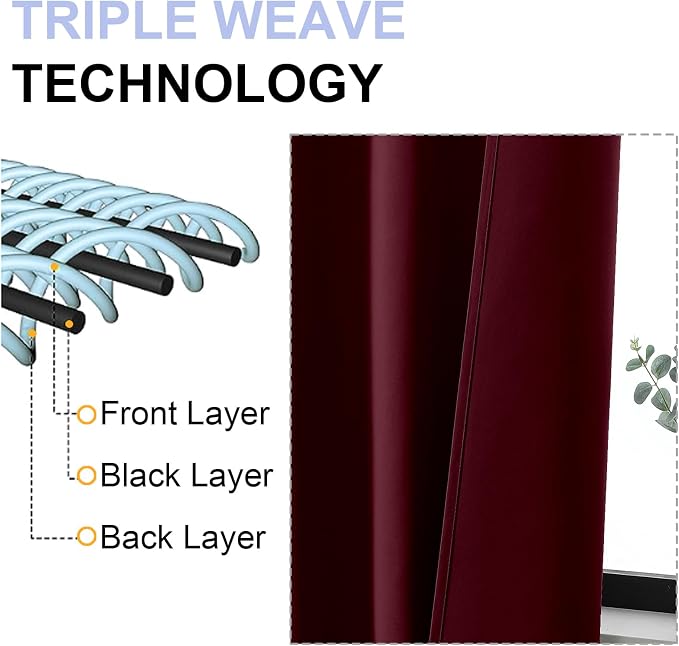 Simplebrand Ava Burgundy Short Blackout Curtains - Image 5