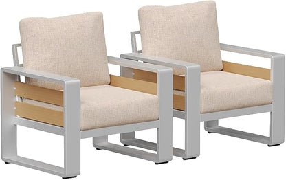 Aoxun Aluminum Outdoor Patio Furniture Set, 2 Seats Metal Sectional Patio by Aoxun