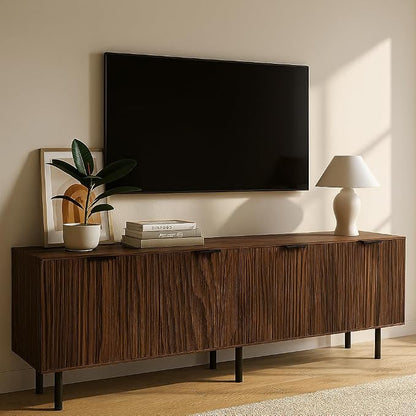 TV Stand for 80 Inch TV, Fluted Entertainment Center - Image 2