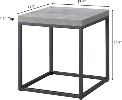 CENSI Modern Grey Square End Table, Extra Thick 1.6" Wood Top & Metal Frame - Image 3