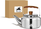 Chandler 3.12 Liter Tea Pots, Vintage Tea Kettle - 0.4mm Stainless Steel Pot - Hard to Dent | Ergonomic Handle with a Cool Grip | Portable Tea Kettle For Camping (Silver Colour)