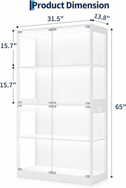 IDEALHOUSE Glass Display Cabinet 4-Tier, Curio Cabinets - Image 2