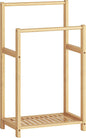 HOOBRO Freestanding Towel Rack for Bathroom, 2 Tier Decorative Bamboo Blanket by HOOBRO
