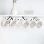 Cabinet Hook Mug Holder - Hanging Coffee Cup Rack for Kitchen, Under Cabinets Metal Hangers Organizer Shelf Storage Utensil （Black）