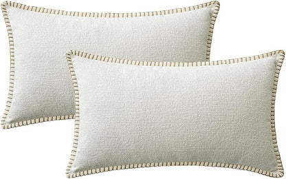 MIULEE Decorative Lumbar Throw Pillow Covers 12x20 Inch Pure White 2 Pack | - Image 6