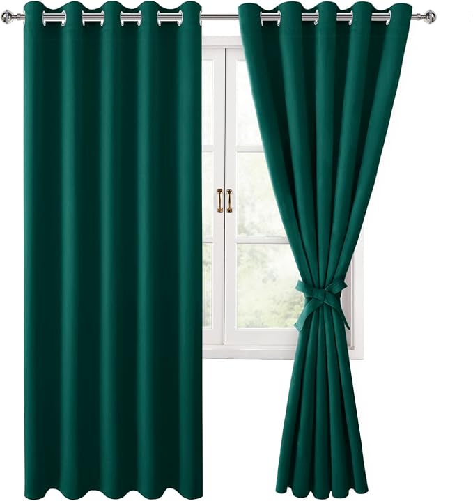 Blackout Curtains for Bedroom, 60 x 63 Inches Length, Hunter Green | Thermal - Image 8