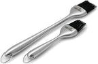 Kitchen Basting Brush, 18/0 Stainless Steel Set of 2 for Grilling & Cooking - 7.5 Inch Precision & 12 Inch Reach Grill Brushes with 480°F Heat Resistant Bristles - Silicone Brush, Pastry, BBQ Brush