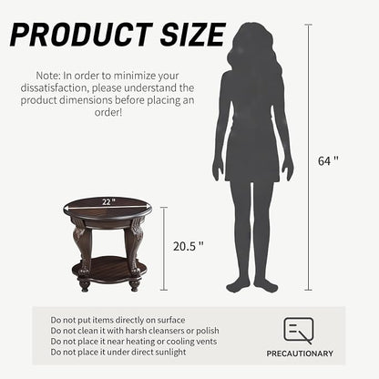 LKTART 22" Victorian Vintage Round End Table - Image 3