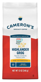 Cameron's Coffee Roasted Ground Coffee Bag, Flavored, Highlander Grog, 12 Ounce, Pack of 6