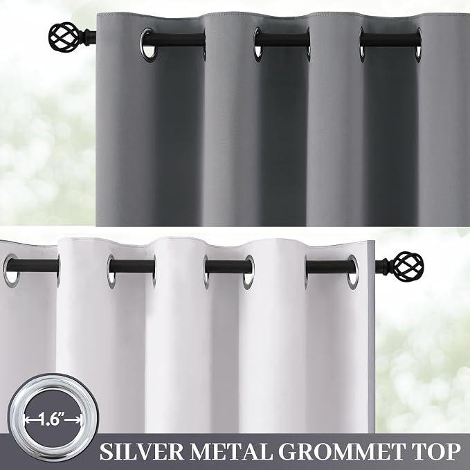 Yakamok Grey 100% Blackout Curtain Panels 84 inches, 2 Panels | Blackout - Image 2