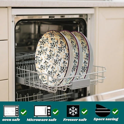 75 Oz Serving Bowls,2 Pack Bohemian Style Large Porcelain Dishes for Entertaining Parties,Big Bowls for Eating Soup, Salad, Pasta, Fruit, Chips, 10.3 Inch Diameter (blue Beige)