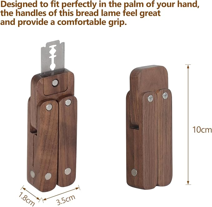 JSVER Bread Scoring Tool Professional Sourdough Scoring Tool, Magnetic Bread Lame Dough Scoring Tool, Wooden Handle Lame Bread Tool With 5Pcs Replaceable Blades For Homemade Bread