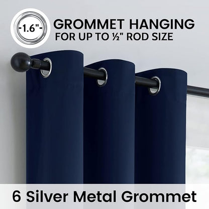 SimpleHome Navy Blue 100% Blackout Curtains Room Darkening Living Room 63 | - Image 6