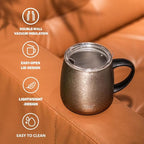 TYESO Office Coffee Mug,Vacuum Insulated Mug Double Wall Stainless Steel Cup (Purple, 12 oz)