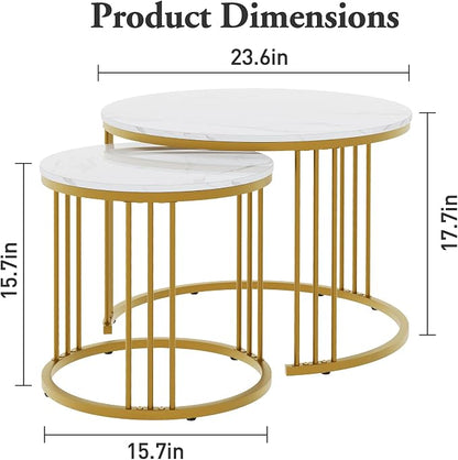 Garden 4 you Coffee Table Faux Marble Nesting Table - Image 3