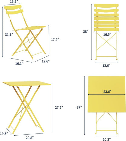 GarveeLife 3 Piece Patio Bistro Set, Folding Patio Bistro Table and Chairs Set - Image 8