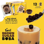 Brown Sugar Boba 12 Pack Box - Instant - Ready in less than 1 Minute - Plant-Based
