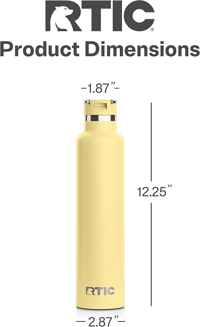 RTIC 26oz Journey Bottle Metal Stainless Steel Vacuum Insulated, BPA Free, Reusable, for Water, Hot and Cold Drinks, Travel, Sports, Camping, Sunlight