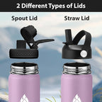 SENDESTAR Water Bottle 32oz Double Wall Vacuum Insulated Leak Proof Stainless Steel Sports Water Bottle—Wide Mouth with New Flex Straw Lid & Spout Lid (Havana)
