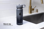 HYDRO CELL Stainless Steel Insulated Water Bottle with Straw - For Cold & Hot Drinks - Metal Vacuum Flask with Screw Cap and Modern Leakproof Sport Thermos for Adults (Graphite/Black 18oz)