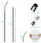 Metal Straw with Silicone Tip for 40oz Stanley Cup, 2 Pcs Stainless Steel Straws Replacement for Stanley 40 oz Adventure Quencher Travel Tumbler Cup, 1 Straw Brush (Cream Grey)