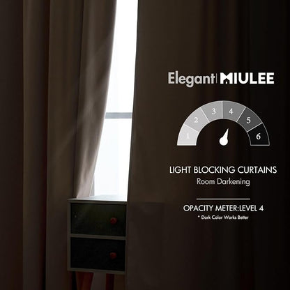 MIULEE Velvet Curtains 52x108 inches 2 Panels Light Taupe Blackout Curtains | - Image 5