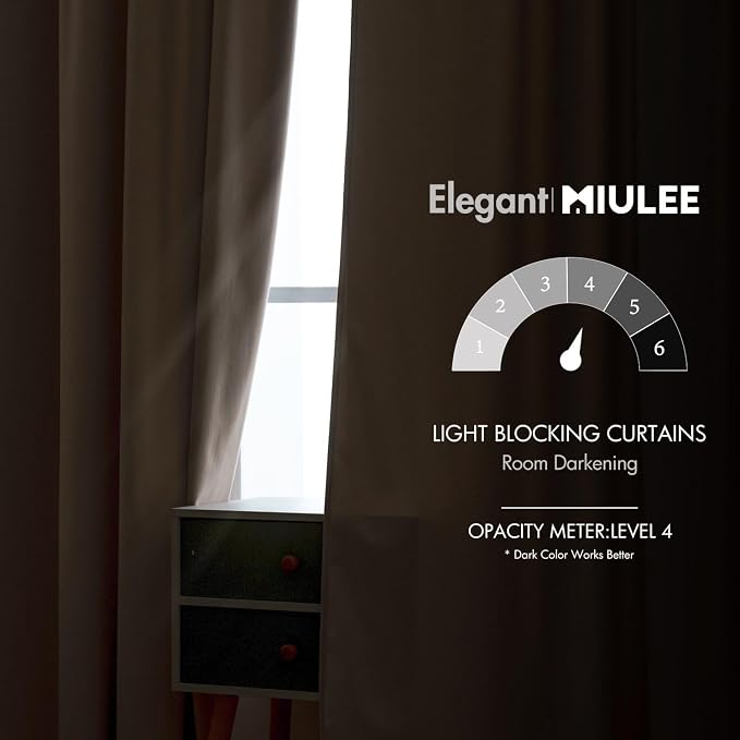 MIULEE Velvet Curtains 52x90 inches 2 Panels Light Taupe Blackout Curtains | - Image 5