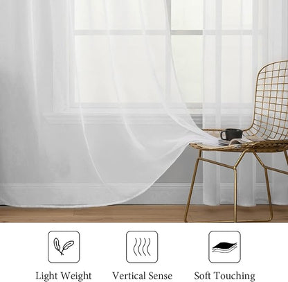 MIULEE 2 Panels White Sheer Curtains - Image 4