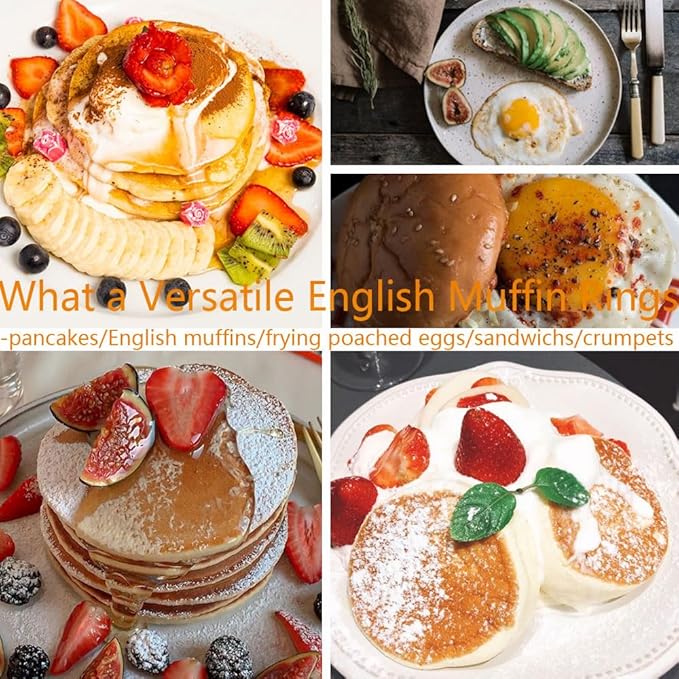 12packs Crumpet Rings 4 Inch English Muffin Rings Stainless Steel Double Rolled Nonstick Metal Round Tart Ring Molds for Cookie Cooking Baking