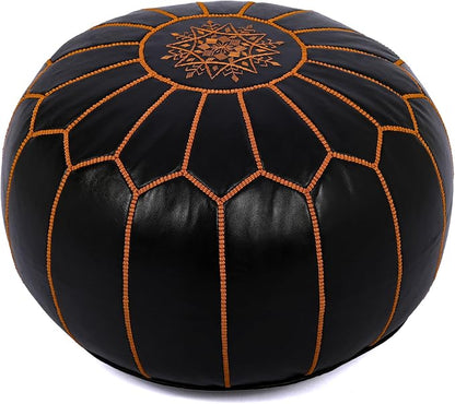 Marrakesh Gallery Genuine Leather Round Pouf Unstuffed by MarrakeshGallery