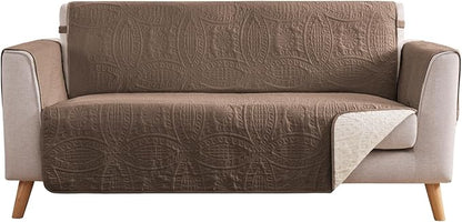Toffee Loveseat Covers 2 Cushion Couch, Water-Repellent Sofa Cover by Pamhaven