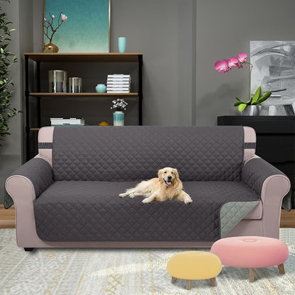 U-NICE HOME 4 Seater Sofa Cover 91''Large Couch Cover, Dark Grey/Light Grey | - Image 2
