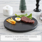 Koville Natural Marble Cutting Board for Kitchen, 11inch Round Hand Crafted Marble Slab for Cheese, Charcuterie, Pastry Board - Wedding Gift, House Warming Gift(NOIRAZIZA)