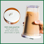 Reusable Iced Coffee Cup (16 Oz/Grande), Leak Proof and Double Wall Insulated Iced Coffee Tumbler, Come with Reusable Plastic and Metal Straws and Straw Cleaner