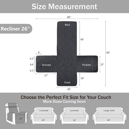 Black Recliner TV Chair Covers, Quilted Décor Water-Repellent Medium Lazy Boy - Image 6