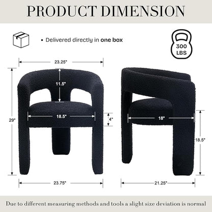 Modern Sherpa Barrel Dining Chair Upholstered Faux Fur Dining Room Chair - Image 2