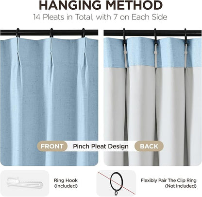 Joydeco Pleated Curtains for Living Room Bedroom, Linen Drapes 90 inch Length 2 - Image 3