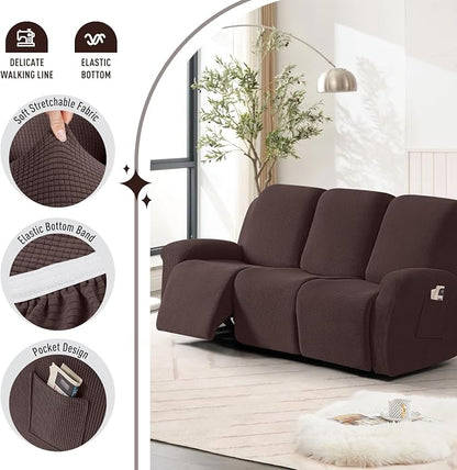 TAOCOCO Recliner Sofa Covers 8-Pieces Stretch Large Couch Covers - Image 3