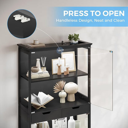 Jocoevol Display Cabinet with 4 Glass Doors, 4-Tier Modern Glass Display Case - Image 5