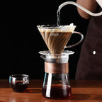 16 oz Glass Coffee Carafe with Wood Heat-Resistant Layer, Coffee Decanter Coffee Server for Pour Over, 1 Pcs Included (Clear)