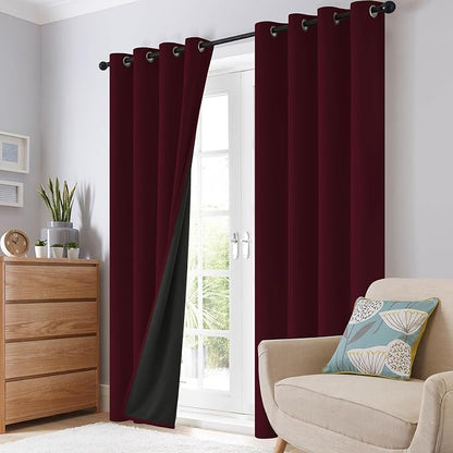 SimpleHome Burgundy Red 100% Blackout Curtains Room Darken Living Room 84 | - Image 8