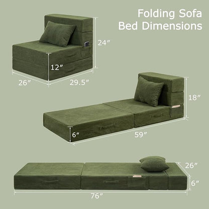 Folding Sofa Bed, 4 in 1 Convertible Sleeper Chair - Image 2