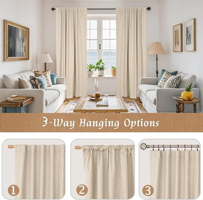 40 Inch Length 100% Blackout Linen Window Curtains - Image 9