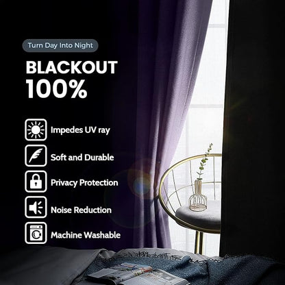 SimpleHome Lilac 100% Blackout Curtains Room Darkening Living Room 72 Inch | - Image 3