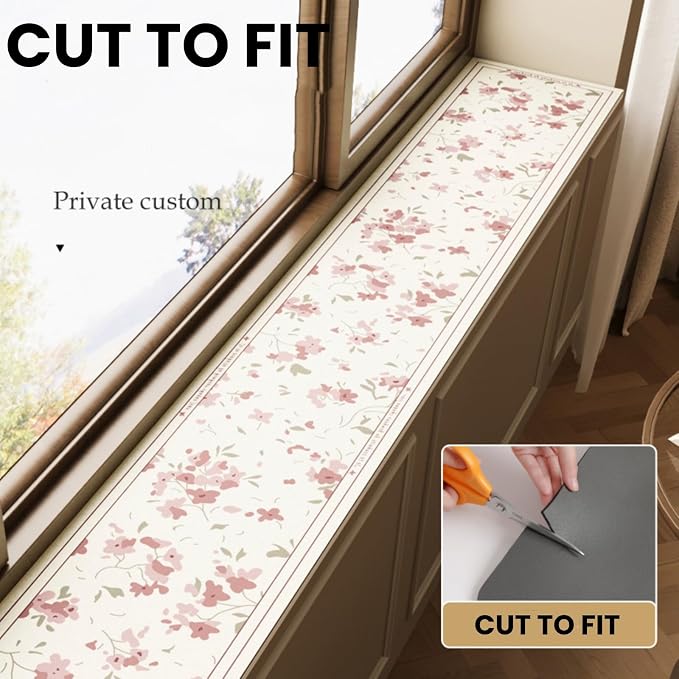 Floral Print Window Sill Cushion – Ultra-Narrow Waterproof Pad - Image 2