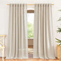 NICETOWN Linen Cream Curtains 90 inches Long, Rod Pocket & Back Tab Flax Linen by NICETOWN