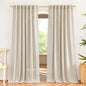 NICETOWN Beige Linen Curtains 84 inches Long, Rod Pocket & Back Tab Flax Linen by NICETOWN