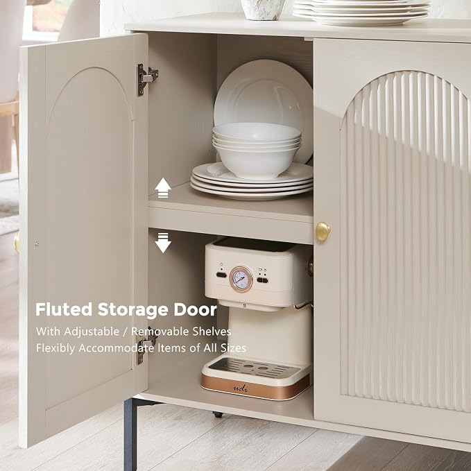 IFBUY Modern Sideboard Buffet Cabinet, 61.75" W Fluted Arched Buffet Cabinet - Image 5